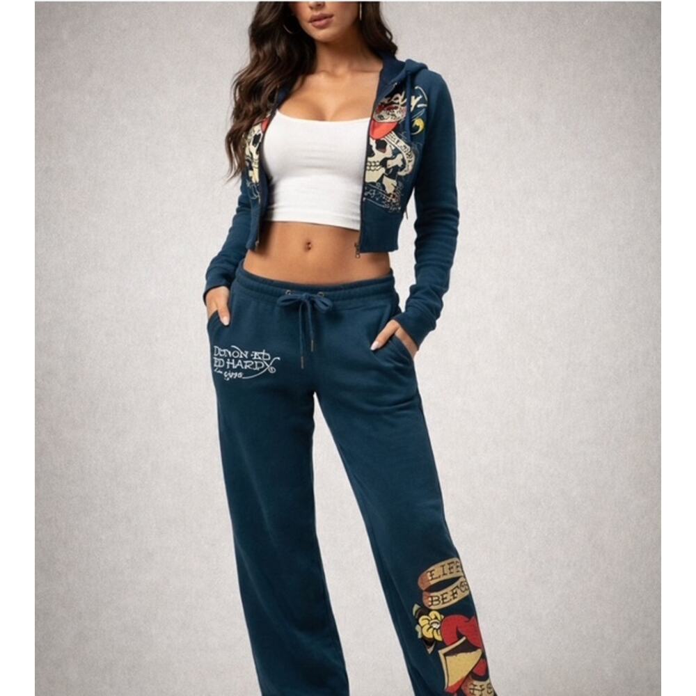 NEW ED HARDY Love Kills Slow Womens Sweatpants Size XL